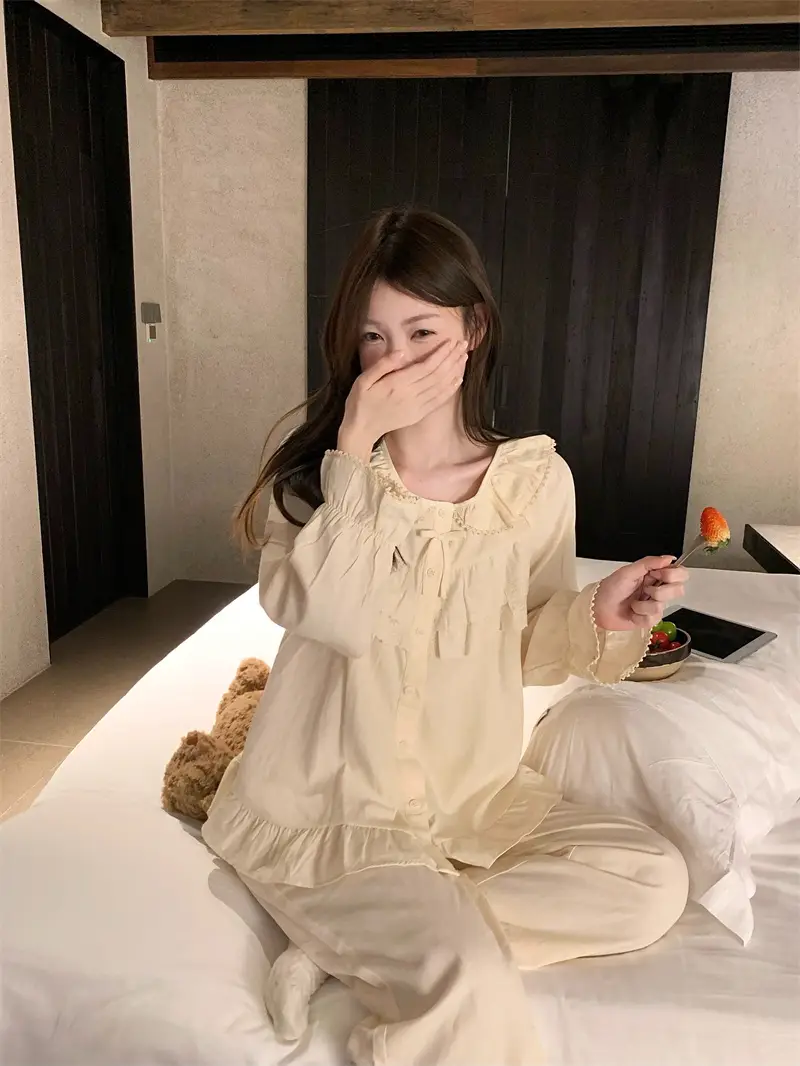 순면 레이스 하트 넥 홈웨어 세트 상세 이미지 16