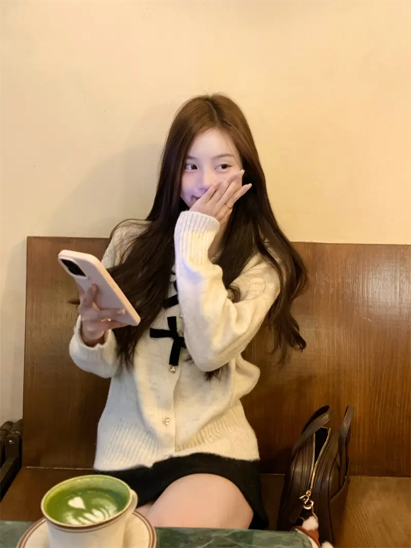 레이스 꽃단장 리본 단추 가디건 상세 이미지 5