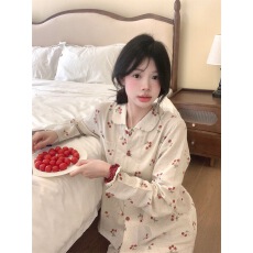 实拍  点点樱桃甜美翻领家居服睡衣套装