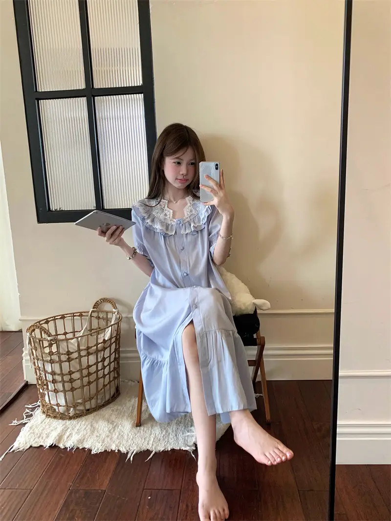 러블리 아이스 실크 프렌치 홈웨어 나이트드레스 상세 이미지 5
