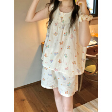 批发实拍 可爱童趣无袖背心短裤家居服睡衣套装