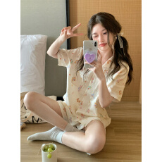 批发实拍 可爱童趣快乐小马<b class='q'>纯棉</b>短袖短裤家居服睡衣套装