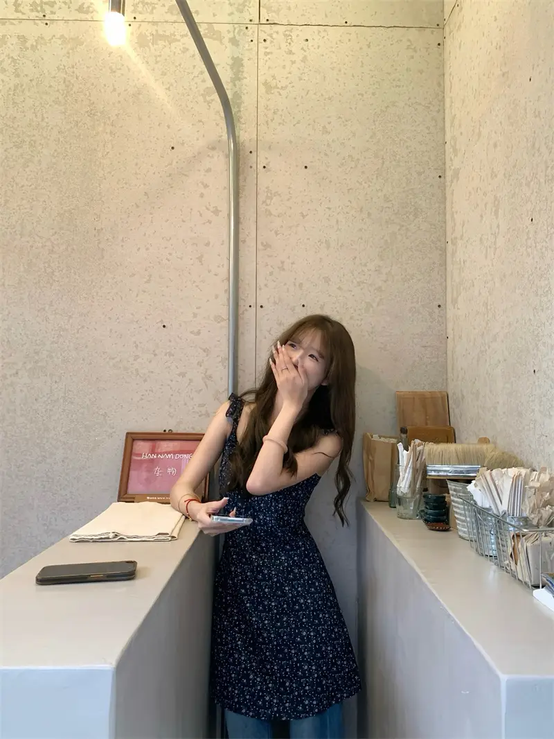 한국인기 V넥 슬리브리스 플라워 원피스 상세 이미지 9