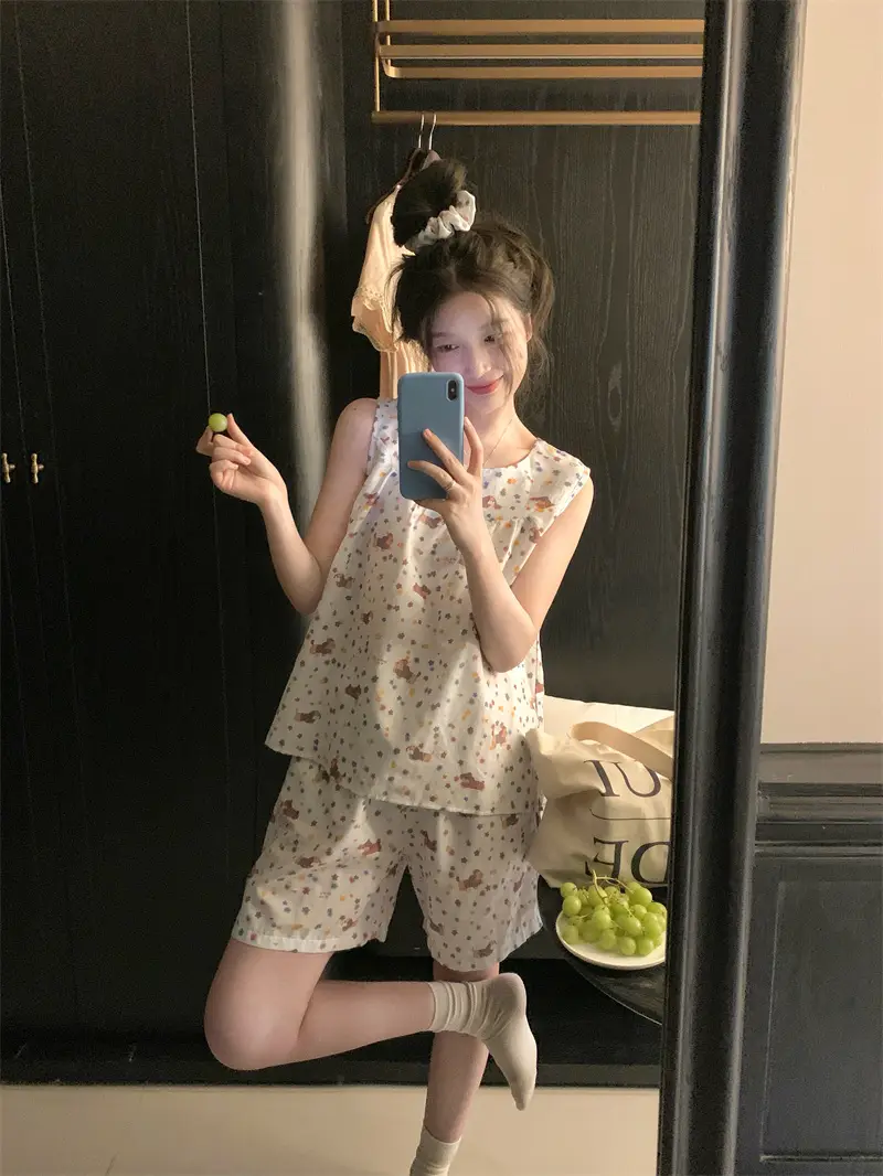 별 강아지 프린팅 민소매 홈웨어 세트 상세 이미지 7