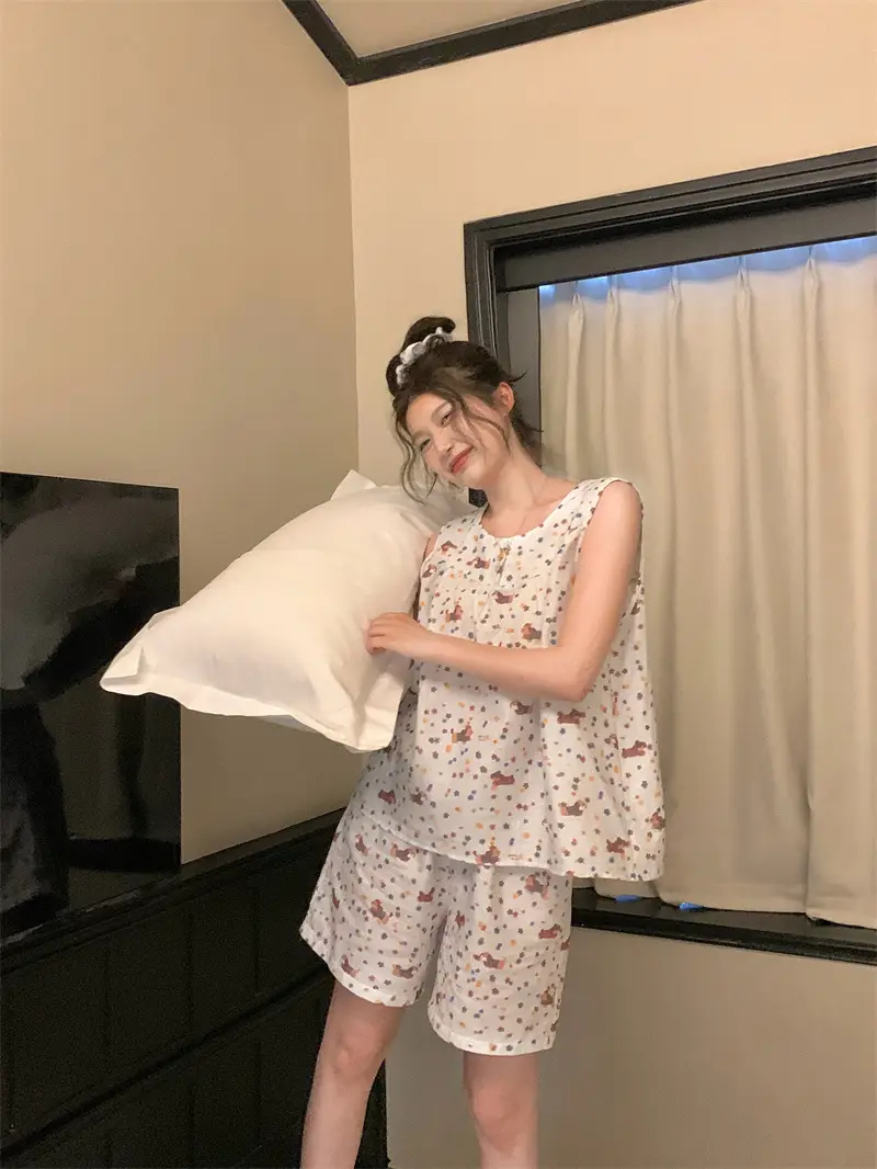 별 강아지 프린팅 민소매 홈웨어 세트 상세 이미지 8