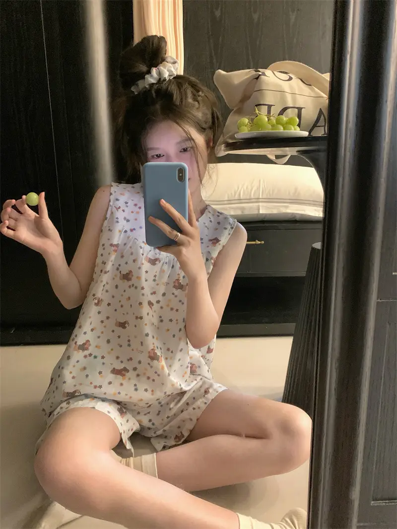 별 강아지 프린팅 민소매 홈웨어 세트 상세 이미지 9