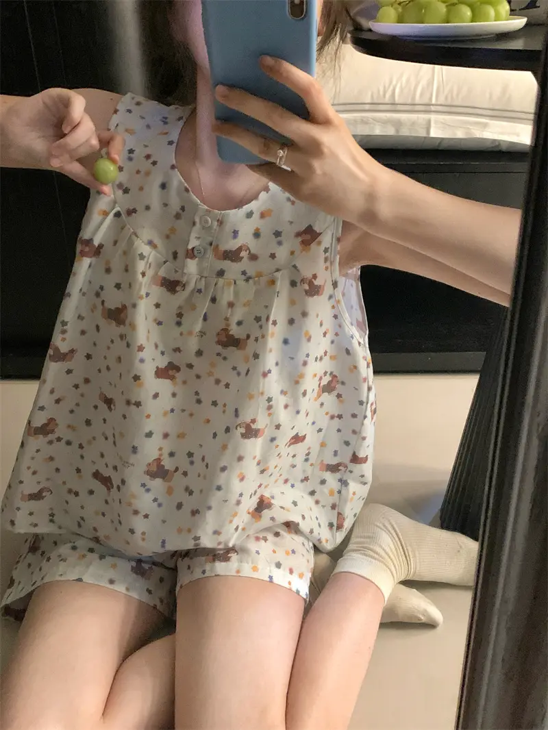 별 강아지 프린팅 민소매 홈웨어 세트 상세 이미지 11