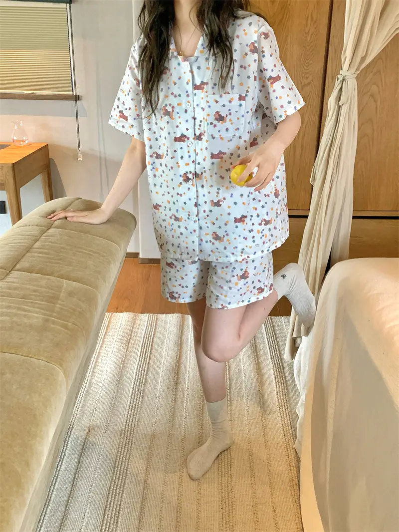 스타 프린팅 면 반소매 쇼츠 홈웨어 세트 상세 이미지 9