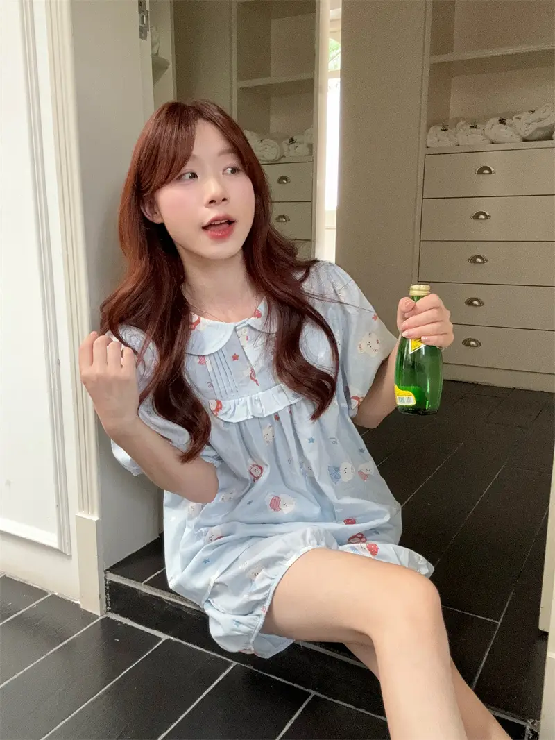 여성용 여름 홈웨어 세트 상세 이미지 1
