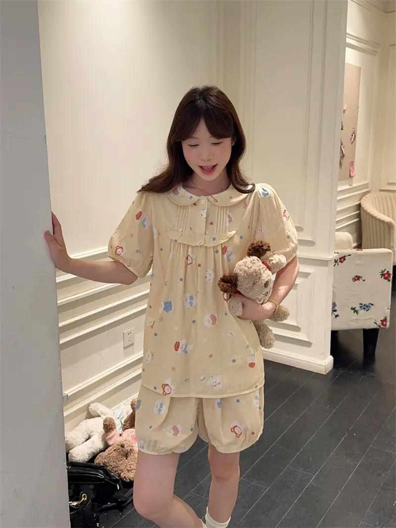 여성용 여름 홈웨어 세트 상세 이미지 2