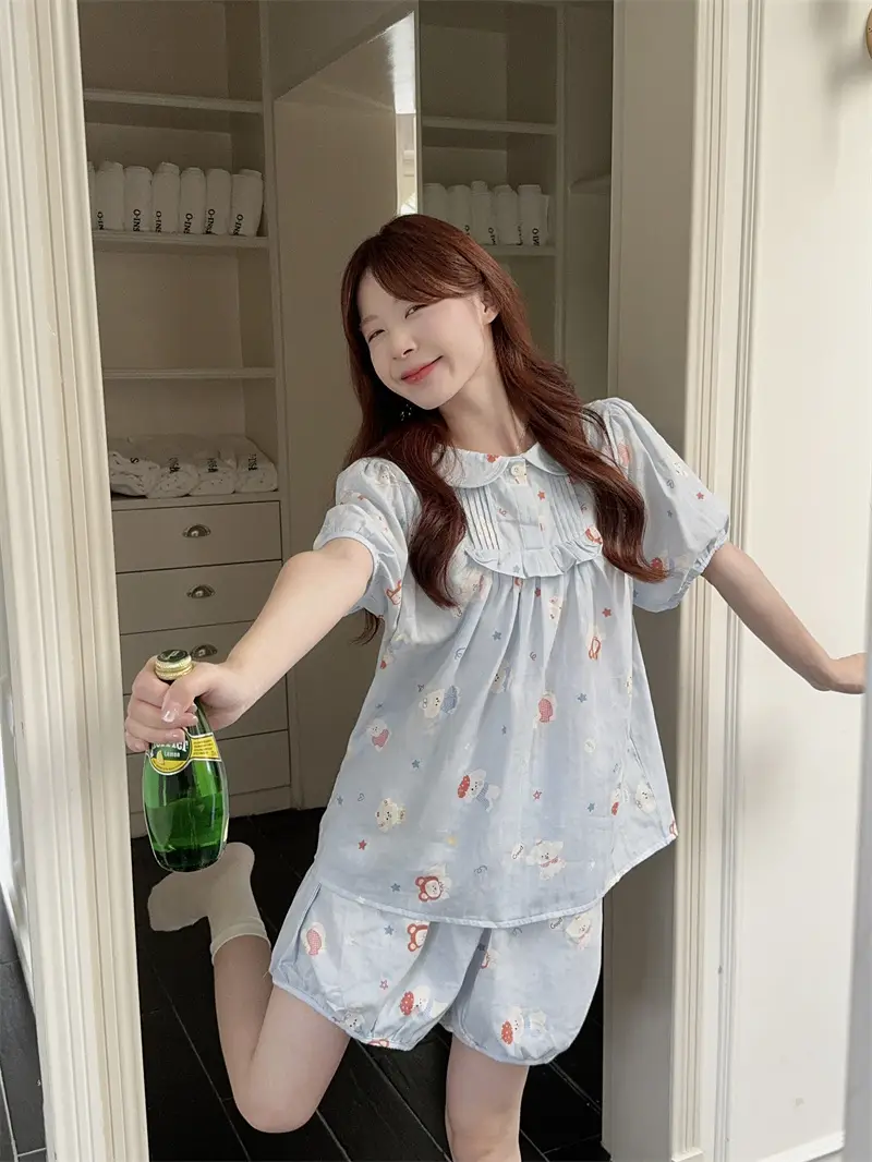 여성용 여름 홈웨어 세트 상세 이미지 3