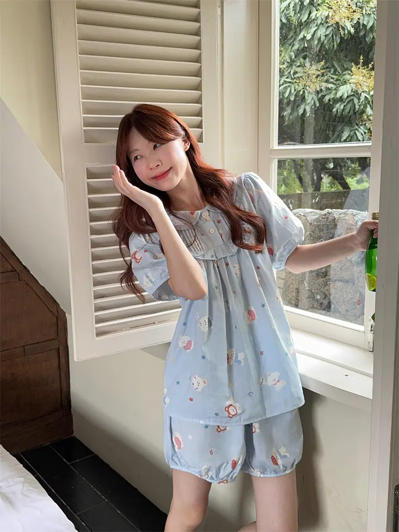 여성용 여름 홈웨어 세트 상세 이미지 4