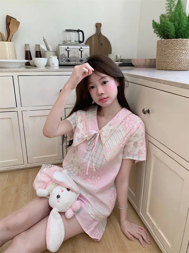 여름 농촌 스타일 블라우스 홈웨어 세트 상세 이미지 18