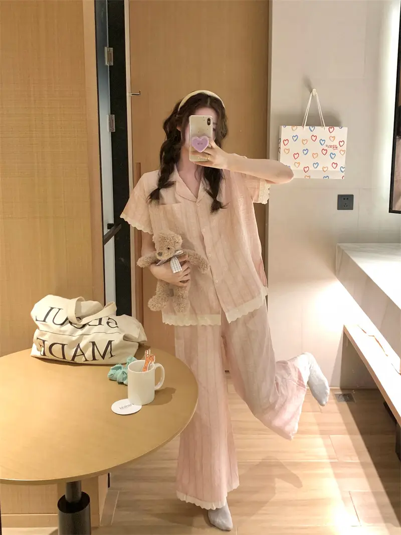 러블리 V넥 러플 홈웨어 세트 상세 이미지 3