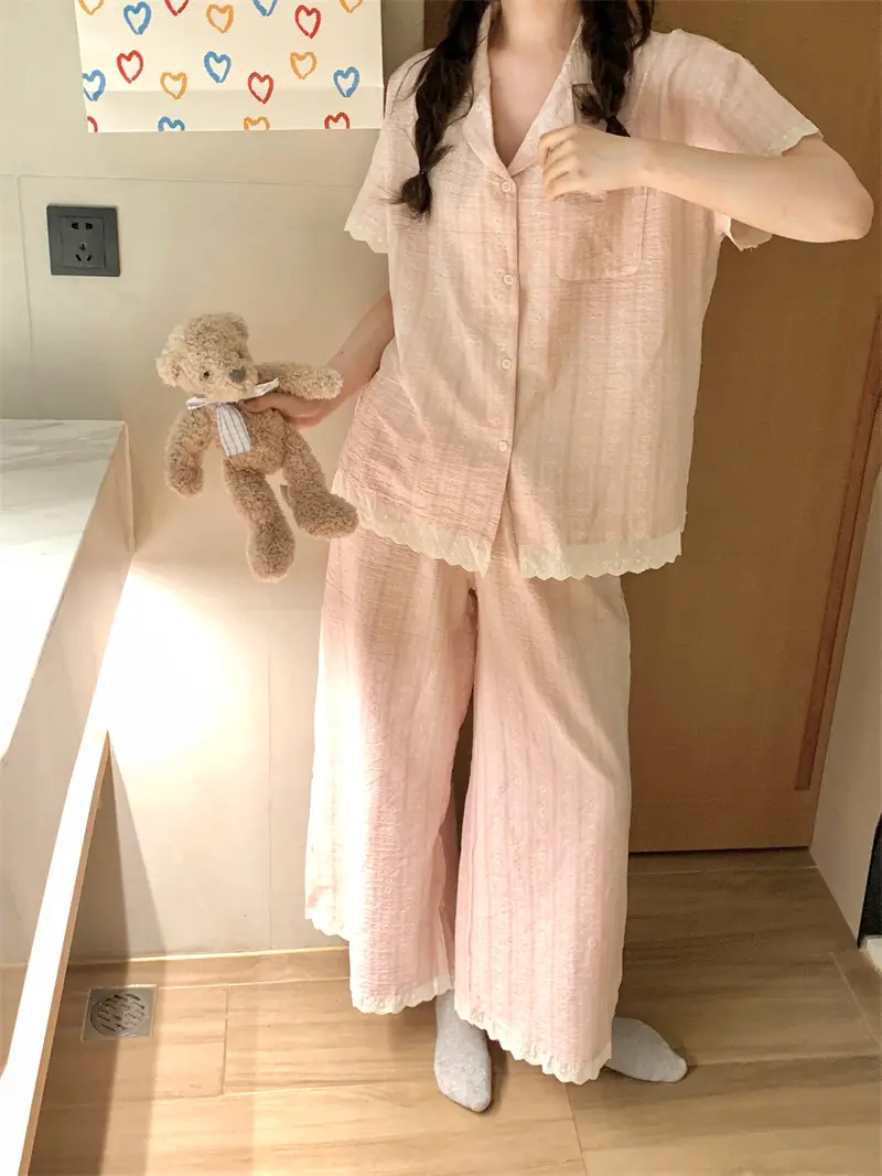 러블리 V넥 러플 홈웨어 세트 상세 이미지 4
