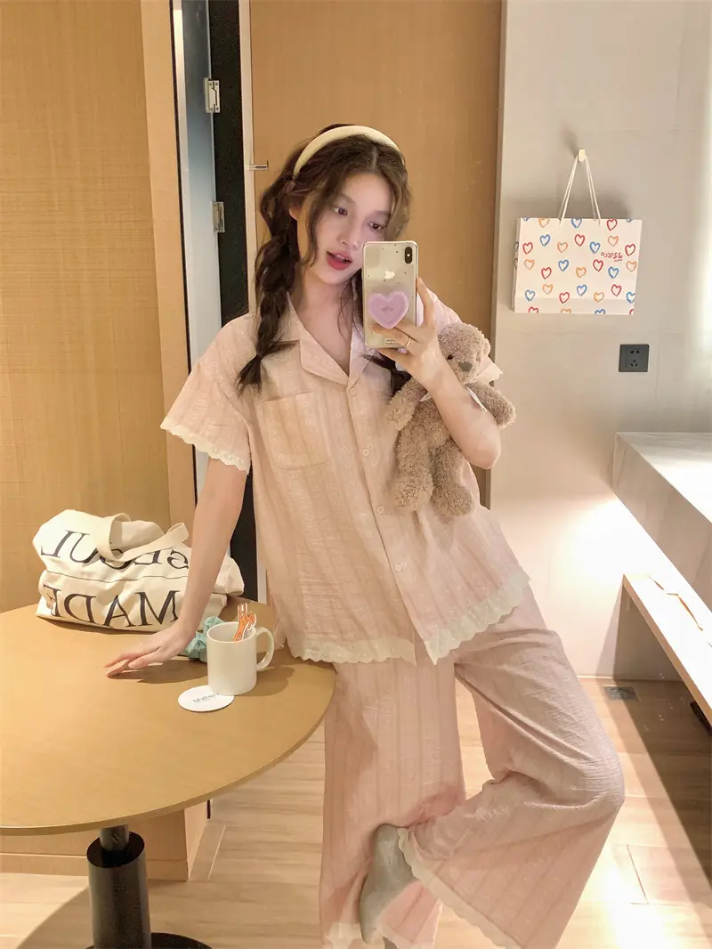 러블리 V넥 러플 홈웨어 세트 상세 이미지 5