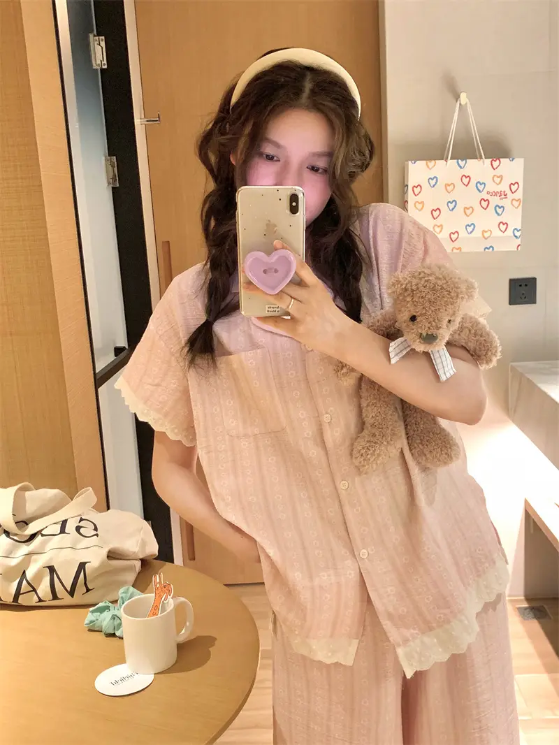 러블리 V넥 러플 홈웨어 세트 상세 이미지 7