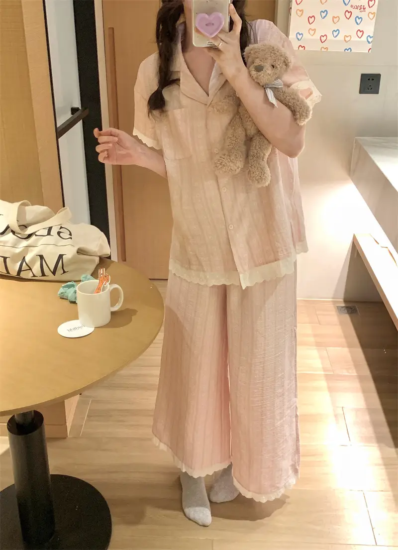러블리 V넥 러플 홈웨어 세트 상세 이미지 8