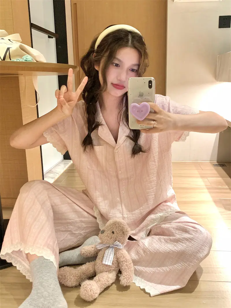 러블리 V넥 러플 홈웨어 세트 상세 이미지 10
