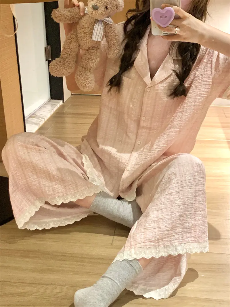 러블리 V넥 러플 홈웨어 세트 상세 이미지 11