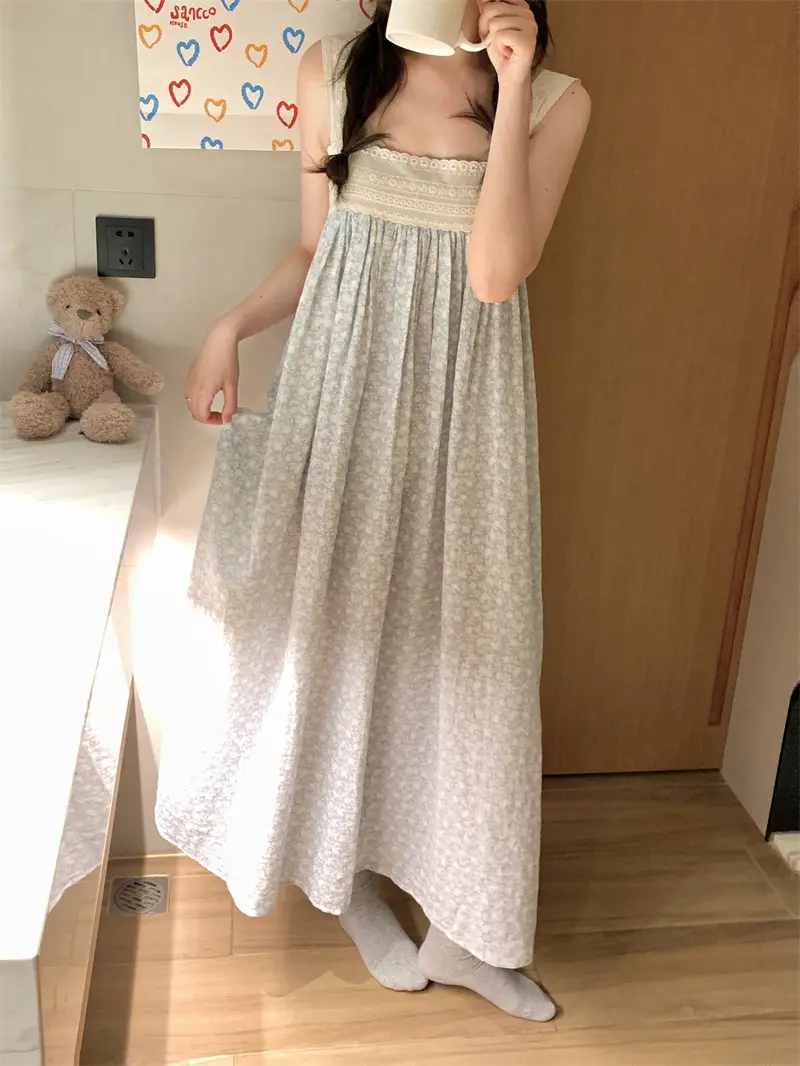 레이스 프린트 루즈한 파티 드레스 상세 이미지 7