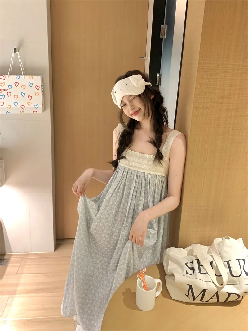레이스 프린트 루즈한 파티 드레스 상세 이미지 8