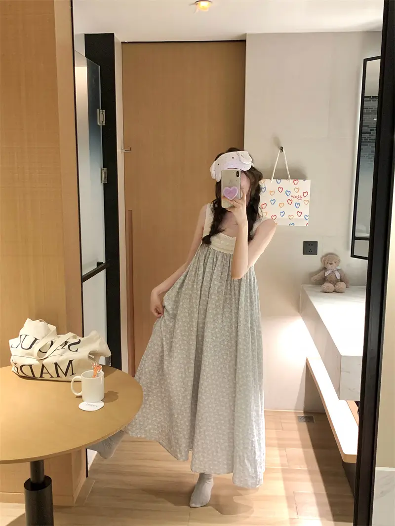 레이스 프린트 루즈한 파티 드레스 상세 이미지 9