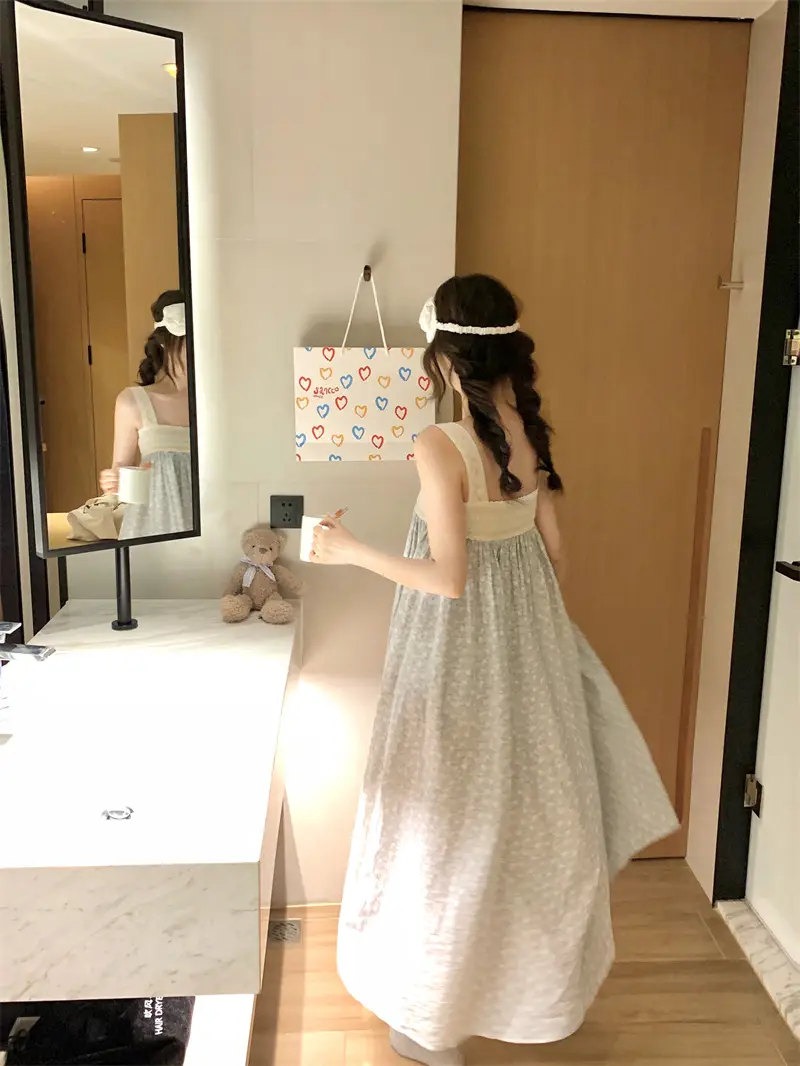 레이스 프린트 루즈한 파티 드레스 상세 이미지 12