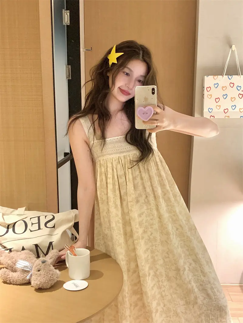 레이스 프린트 루즈한 파티 드레스 상세 이미지 15
