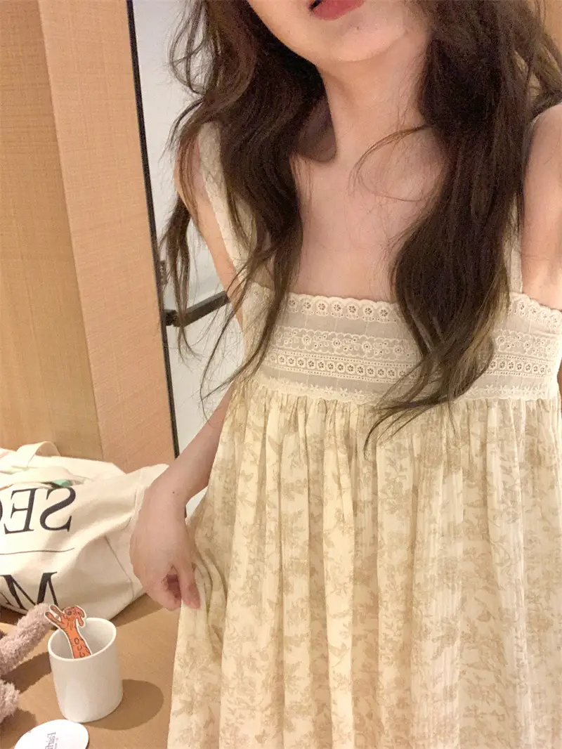 레이스 프린트 루즈한 파티 드레스 상세 이미지 17