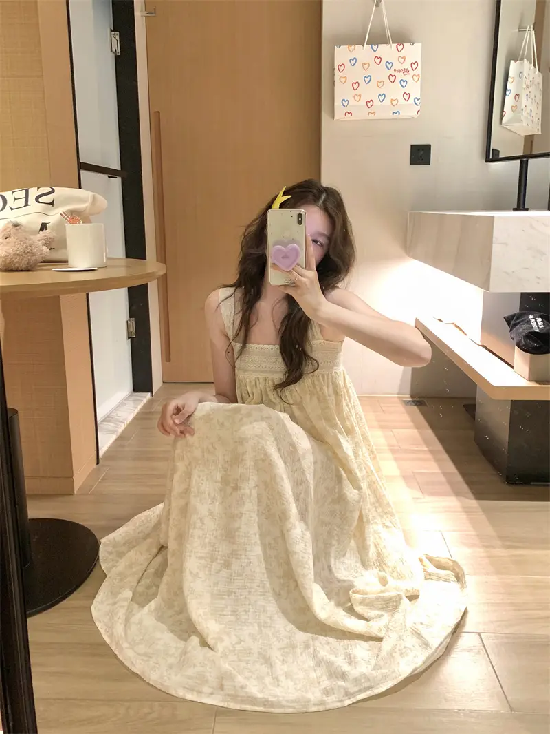 레이스 프린트 루즈한 파티 드레스 상세 이미지 18