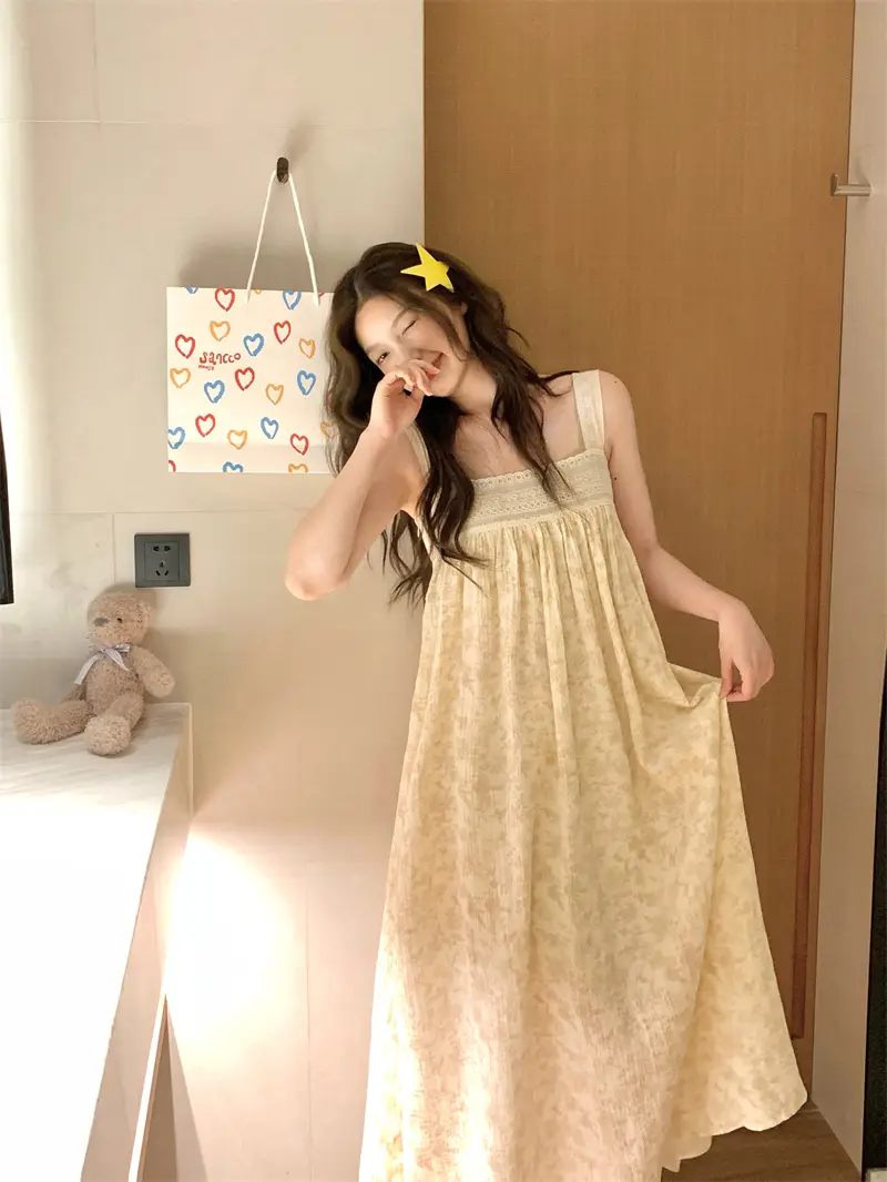 레이스 프린트 루즈한 파티 드레스 상세 이미지 19