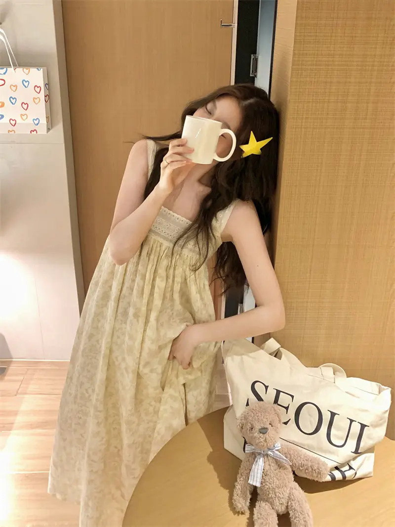 레이스 프린트 루즈한 파티 드레스 상세 이미지 22