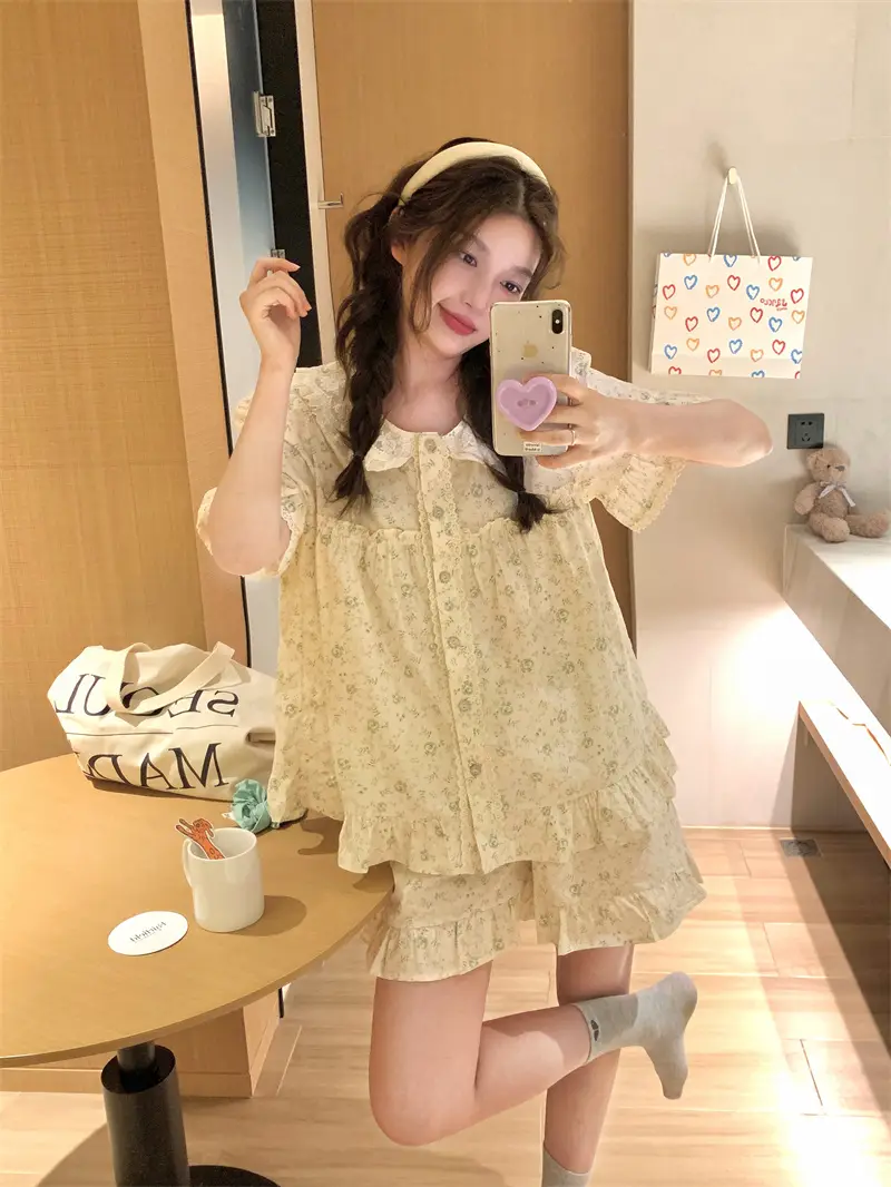 러블리 레이스 칼라 플라워 홈웨어 세트 상세 이미지 2