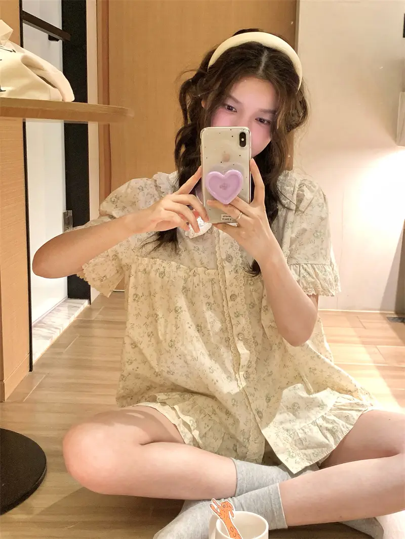 러블리 레이스 칼라 플라워 홈웨어 세트 상세 이미지 4