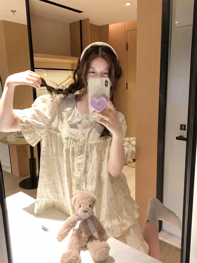 러블리 레이스 칼라 플라워 홈웨어 세트 상세 이미지 6