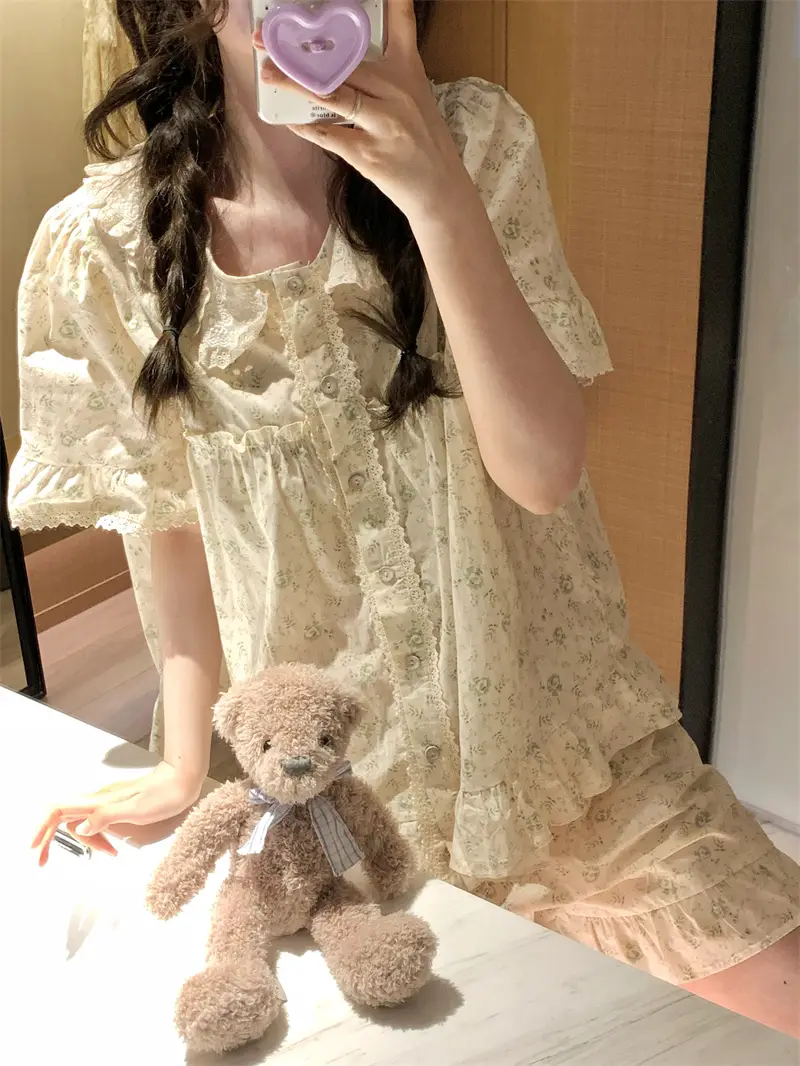 러블리 레이스 칼라 플라워 홈웨어 세트 상세 이미지 7