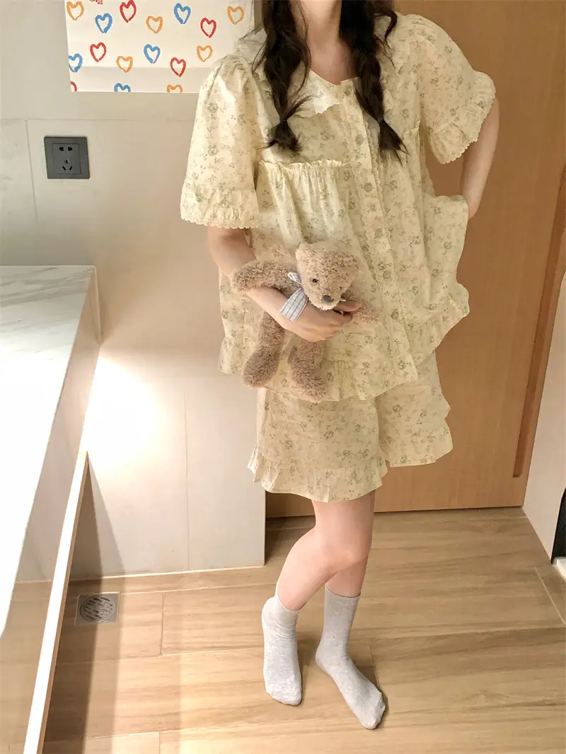 러블리 레이스 칼라 플라워 홈웨어 세트 상세 이미지 8
