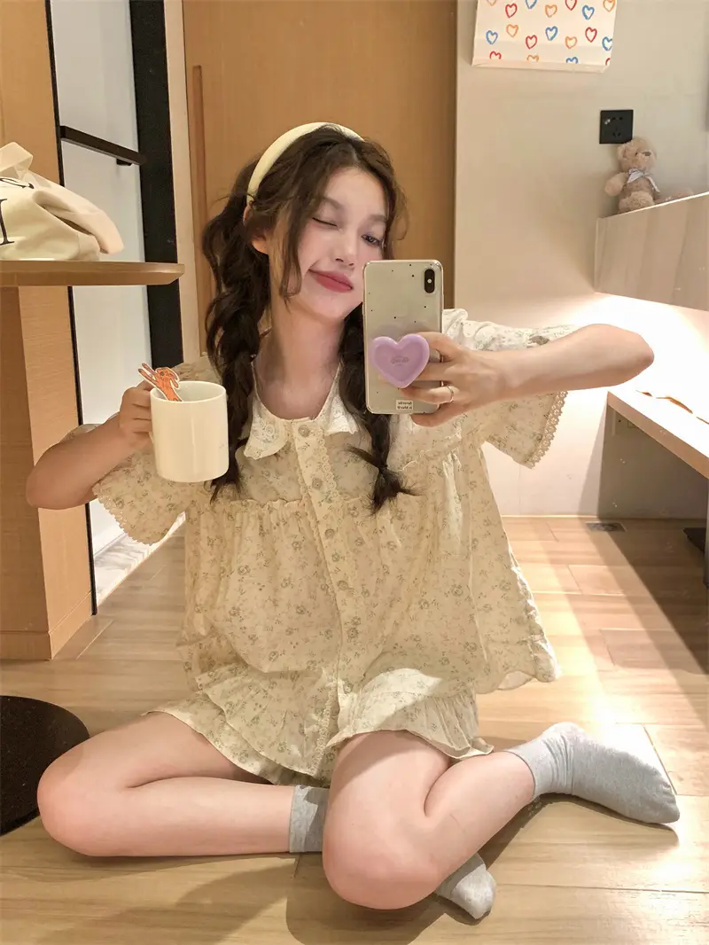 러블리 레이스 칼라 플라워 홈웨어 세트 상세 이미지 9