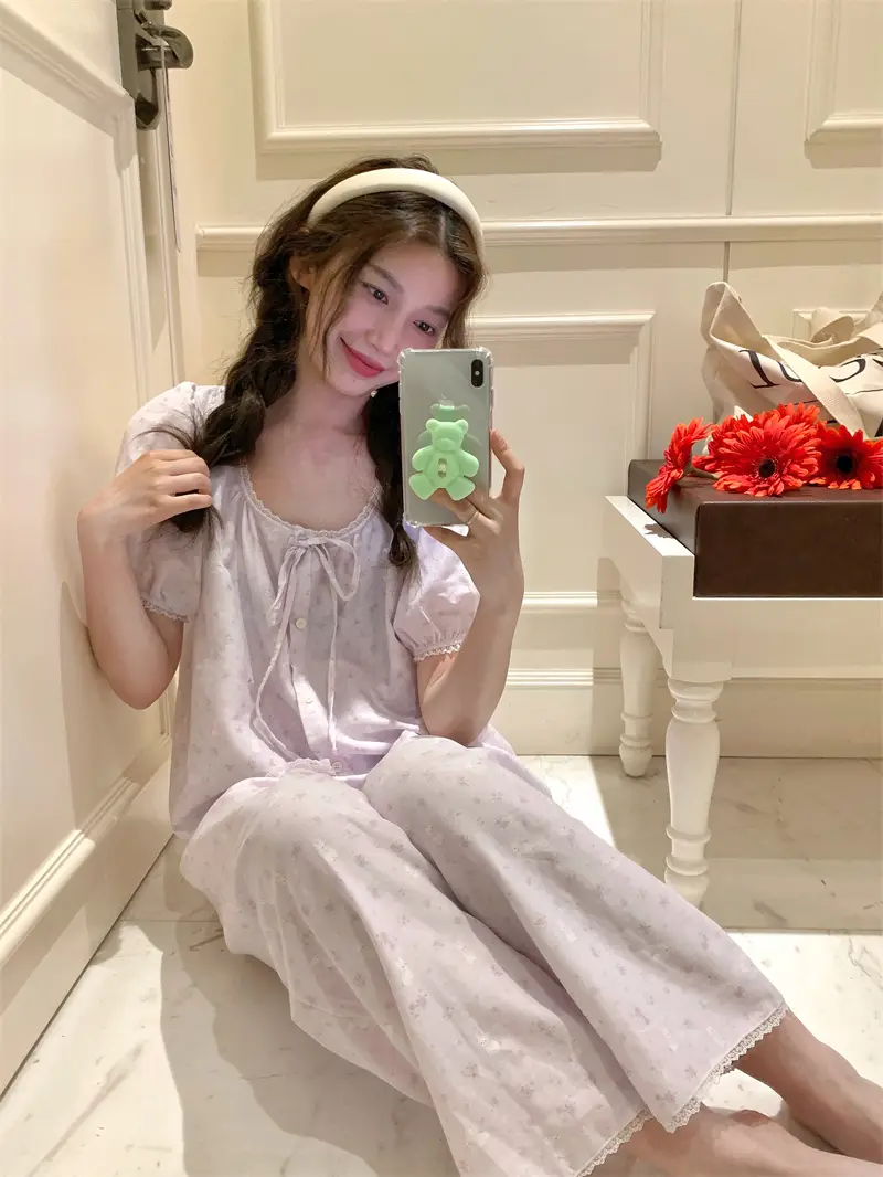 플라워 레이스 홈웨어 세트 상세 이미지 1