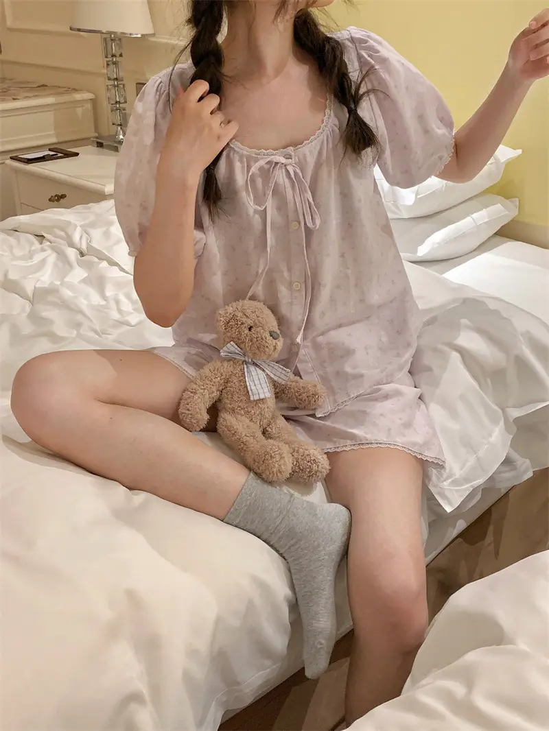 플라워 레이스 홈웨어 세트 상세 이미지 4