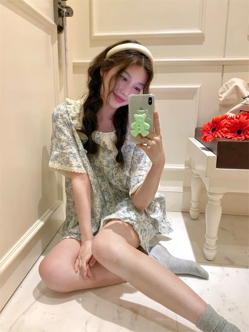 러블리 레이스 칼라 플라워 홈웨어 세트 상세 이미지 3