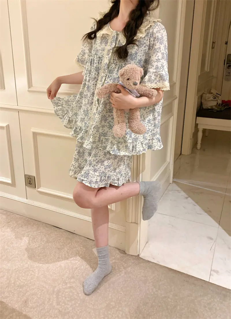 러블리 레이스 칼라 플라워 홈웨어 세트 상세 이미지 4