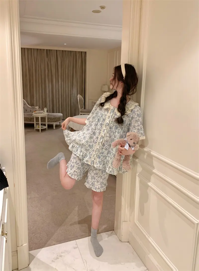 러블리 레이스 칼라 플라워 홈웨어 세트 상세 이미지 5