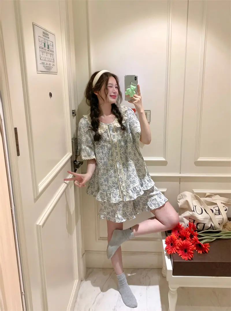 러블리 레이스 칼라 플라워 홈웨어 세트 상세 이미지 6
