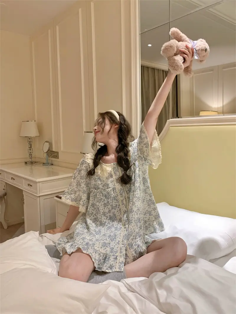 러블리 레이스 칼라 플라워 홈웨어 세트 상세 이미지 8