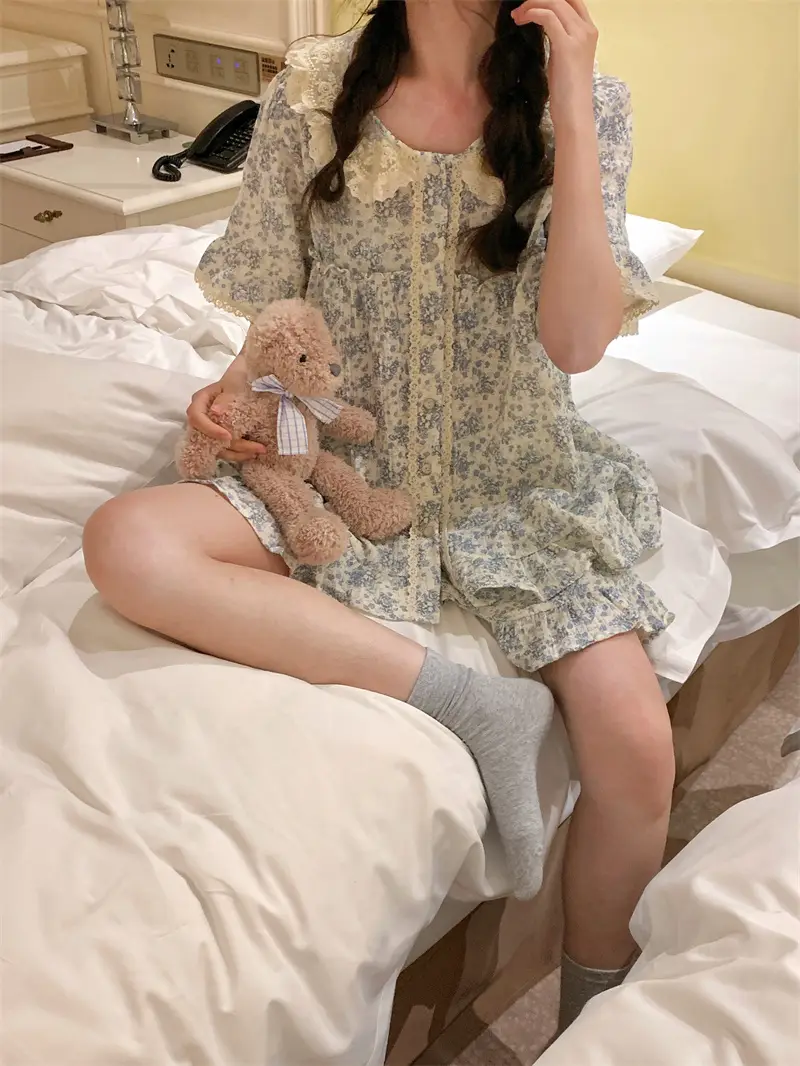 러블리 레이스 칼라 플라워 홈웨어 세트 상세 이미지 9