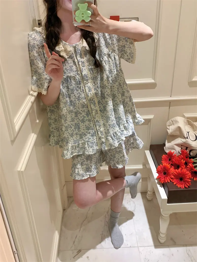 러블리 레이스 칼라 플라워 홈웨어 세트 상세 이미지 10