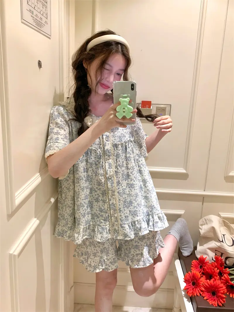 러블리 레이스 칼라 플라워 홈웨어 세트 상세 이미지 11