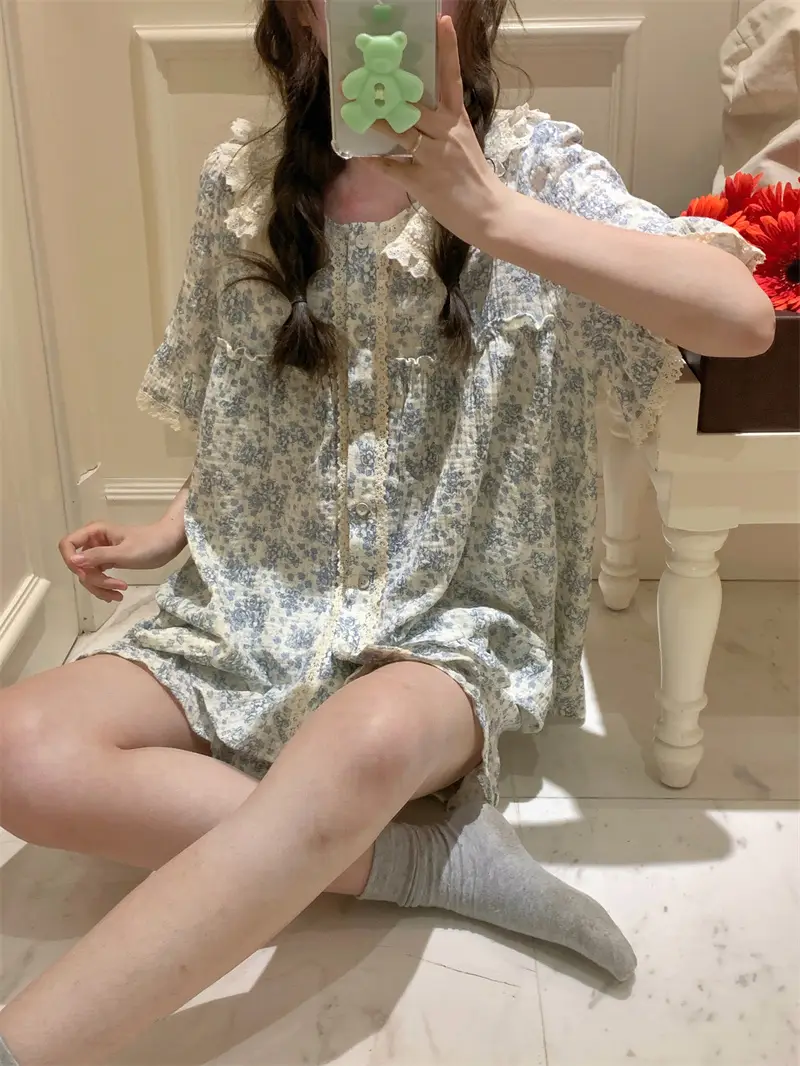러블리 레이스 칼라 플라워 홈웨어 세트 상세 이미지 13
